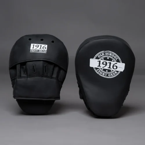 1916 Fight Gear Coaching Mitts PU Pads Metal Black/White